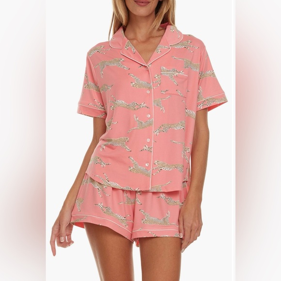 Flora Nikrooz Other - Flora by Flora Nikrooz Pajama Set 2 Piece NWT L Coral Leopard 🐆 Print